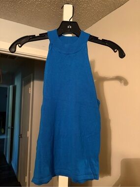 Mango Blue Knit Halter Top